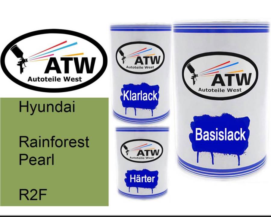 Hyundai, Rainforest Pearl, R2F: 500ml Lackdose + 500ml Klarlack + 250ml Härter - Set, von ATW Autoteile West.
